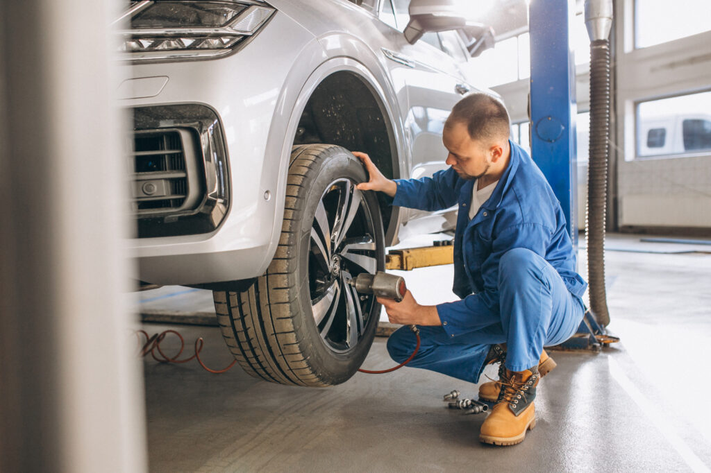 putting a new tyre